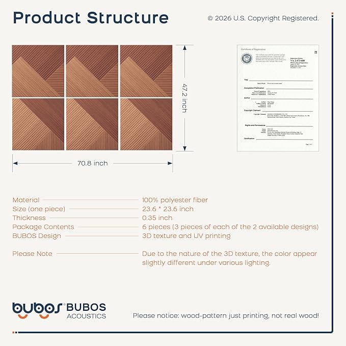 BUBOS 6 Pack Acoustic Wall Panels - Image 3