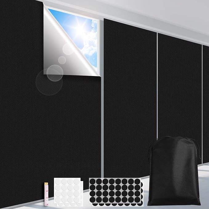 FADOTY 100% Blackout Curtains, Portable Black Out Window Cover Film, Cuttable by FADOTY