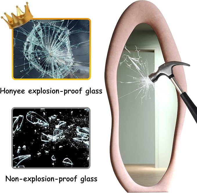 Honyee Full Length Mirror, Flannel Wrapped Wooden Frame Full Body Mirror - Image 6