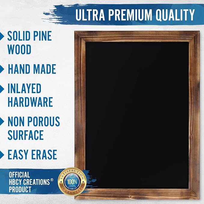 HBCY Creations 18" x 24" Torched Brown Solid Wood Frame Wall Chalkboard - Image 4