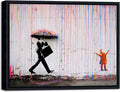 Wieco Art Framed Banksy Raining Day or Colorful Graffiti Street Famous Canvas by WiecoArt