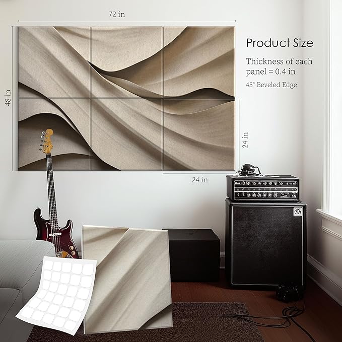 6-Pack Sound Absorbing Panels 72x48 Inch Acoustic Wall Panels - Image 5