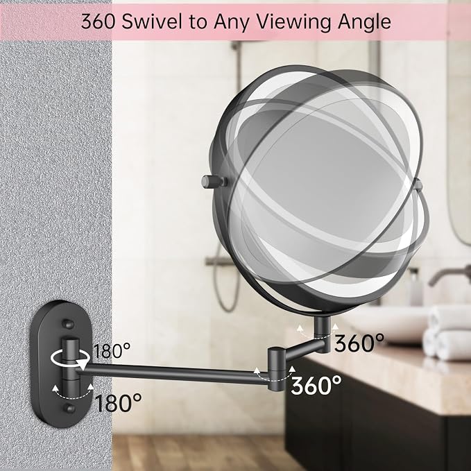 FUNTOUCH 5000mAh Rechargeable Wall Mounted Lighted Makeup Vanity Mirror - Image 5