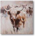 JolyWell Textured Highland Cow Canvas Wall Art Hand painted Farm Animals by JolyWell