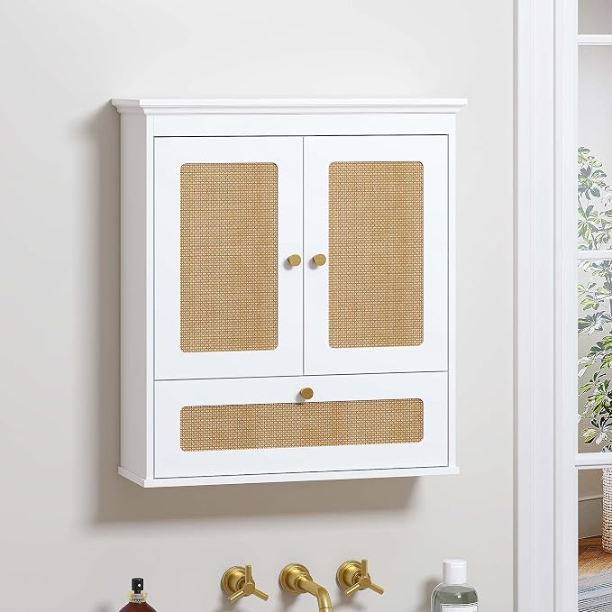 Spirich Bathroom Wall Cabinet Over Toilet, Boho Rattan Medicine Cabinet - Image 8