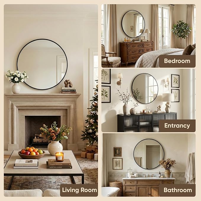 Antok 20 Inch Round Mirror for Wall, Round Bathroom Mirror, Circle Wall Mirrors - Image 8