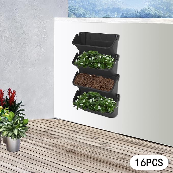 Vertical Wall Planter with 16 Pots, Hanging Garden Plant Flowerpot Holder - Image 4
