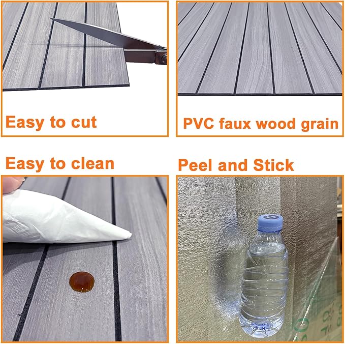 YLL YLL PVC Slat Wall Panel Peel and Stick 118"x 15.7" Faux Grey Wood Grain - Image 6