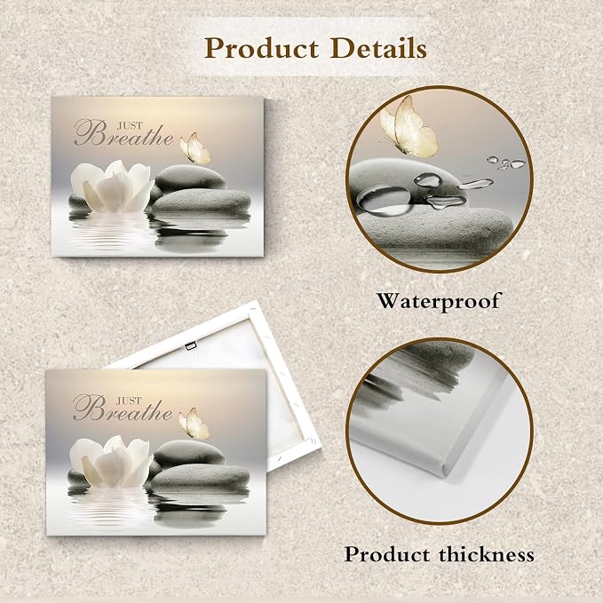EOBTAIN Zen Spa Bathroom Wall Art Garden Butterfly and Flower Stone Relaxing - Image 6