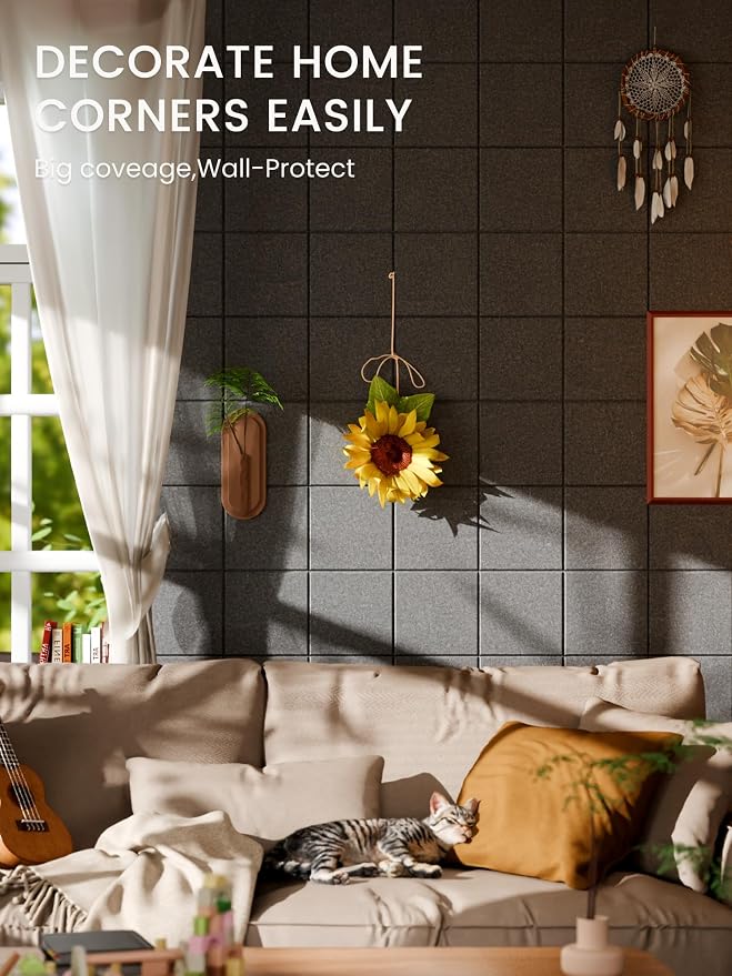 Bumusty Large Felt Bulletin Board, 30 Push Pins, 40 Adhesive Tabs, Charcoal Gray - Image 4