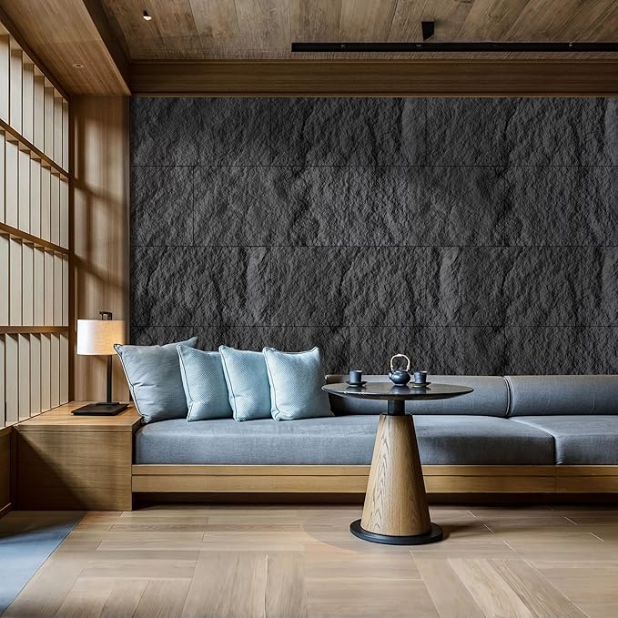 KASARO PU 3D Faux Stone Wall Panels, Cement Texture Accent - Image 3