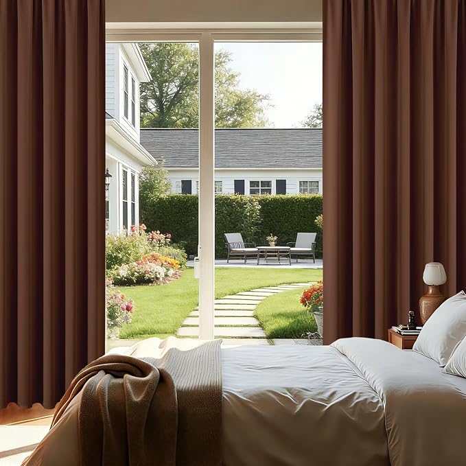 CUCRAF Brown Blackout Curtains 84 inch Length 2 Panels Set, Rod Pocket Room - Image 8