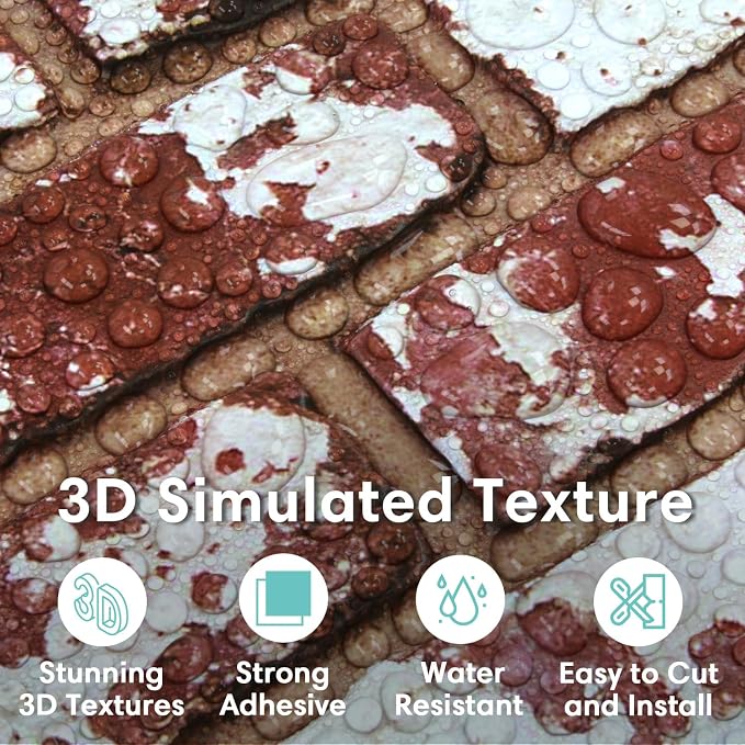 Commomy 3D Peel and Stick Brick, Ultralight Thin PVC Faux Brick Wall Panels - Image 2