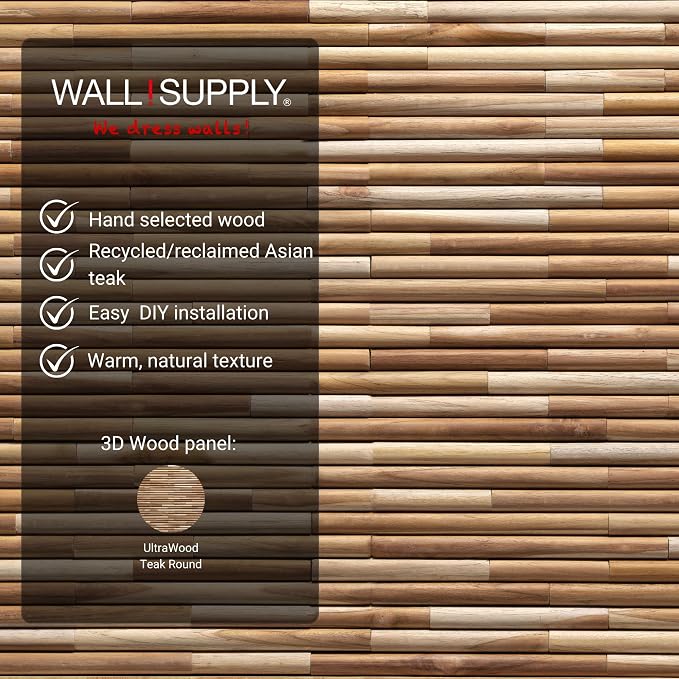 Wall!Supply 3D Wall Panels – Reclaimed Rounded Asian Teak Wood – Home Decor - Image 4
