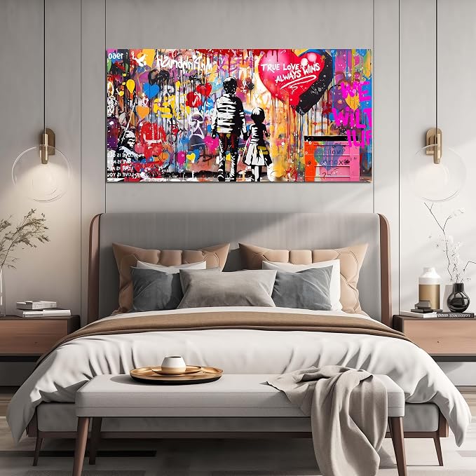 Graffiti Canvas Wall Art For Living Room Large Colorful Wall Art For Office - Image 3