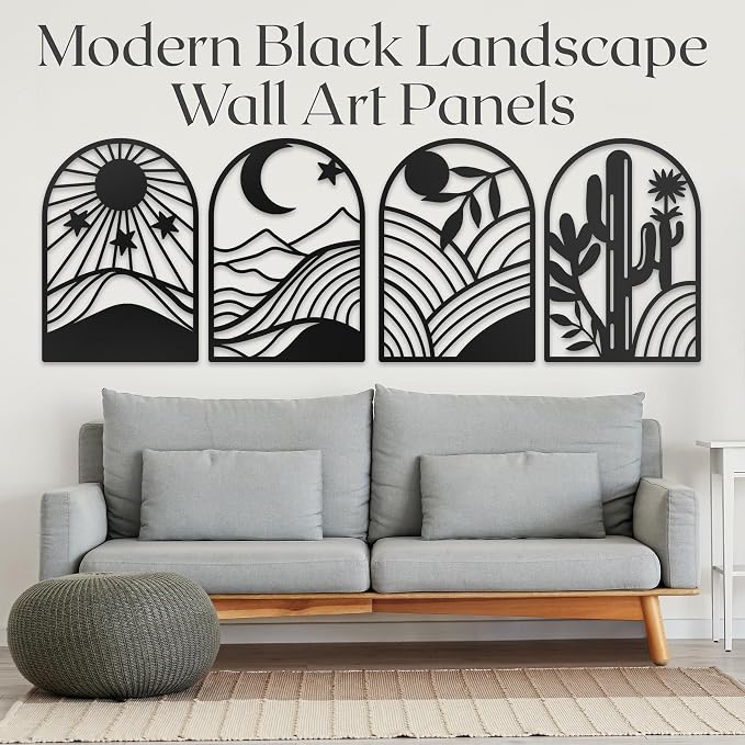GALLERY GRACE Metal Wall Art Decor – 11" x 16", Office – Boho Minimalist Black - Image 5