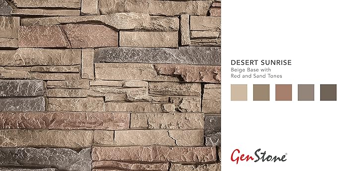 GenStone Faux Stacked Stone Left Corner Panel 12.5" x 11.25" in Desert Sunrise - Image 3