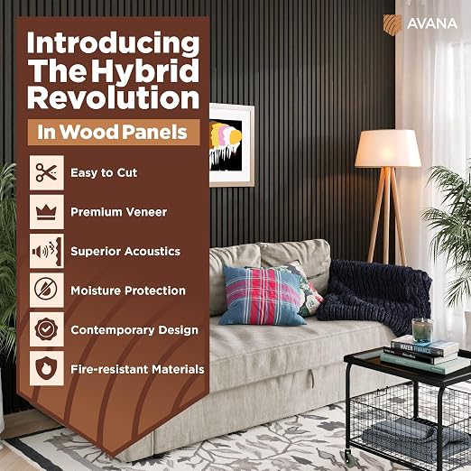Avana Modern Acoustic Wood Wall Panels – 47.2 x 12.6 Inch Smoke Oak Acoustic - Image 2