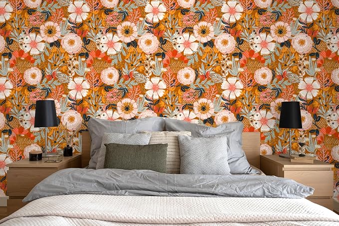 HAOKHOME Boho Peel and Stick Wallpaper Floral Wall Paper Removable - Image 2