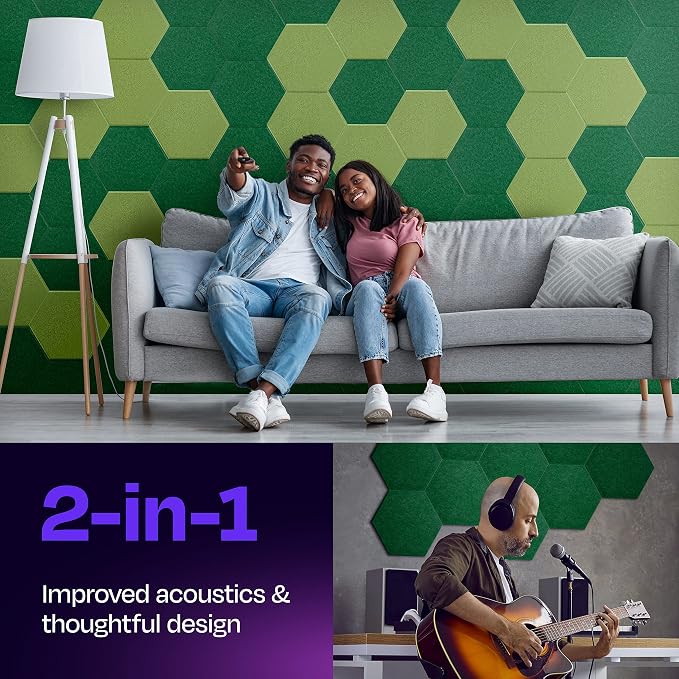Acoustic Panels 12-Pack Soundproof Wall Panels 12"X10.4"X0.4" Sound Panels High - Image 2