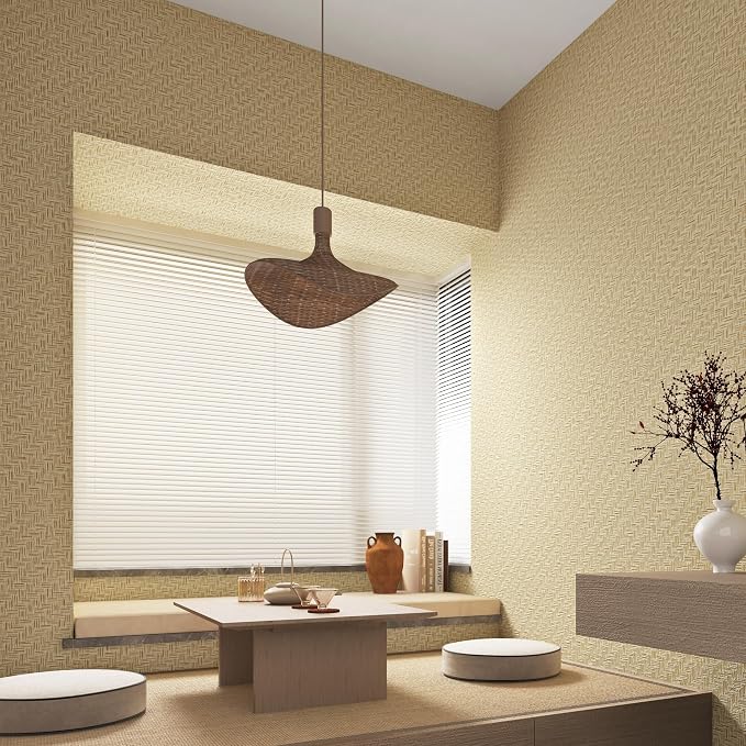 Haimin Fabric Wallpaper Textured Contact Paper Grasscloth Wallpaper Peel and - Image 5