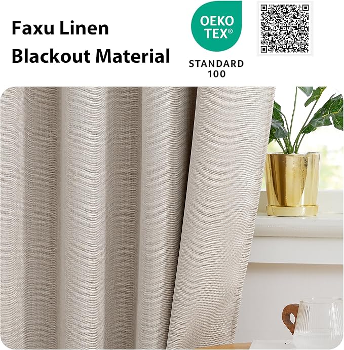 NICETOWN Thick Living Room Valances 24 inches Long, Farmhouse Grommet Faux - Image 4