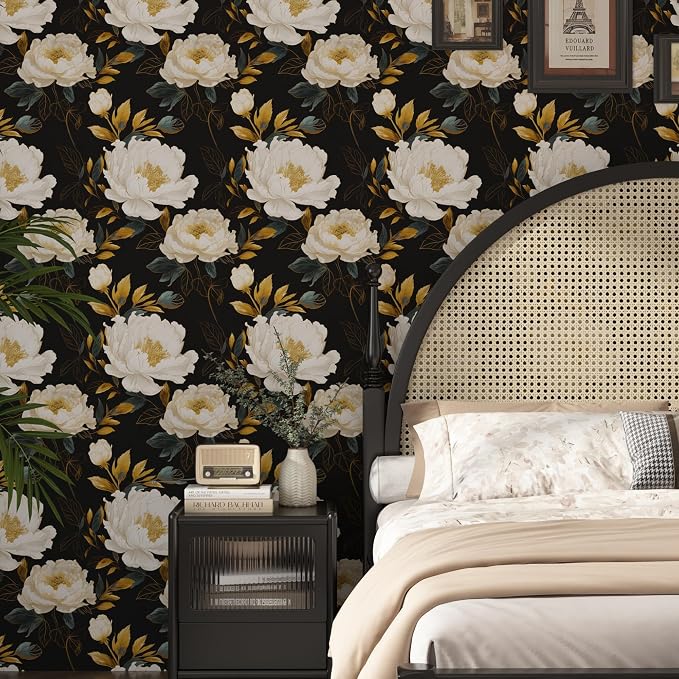 Extra Long Dark Floral Peel and Stick Wallpaper, 17.5In x 393In Vintage Big - Image 2
