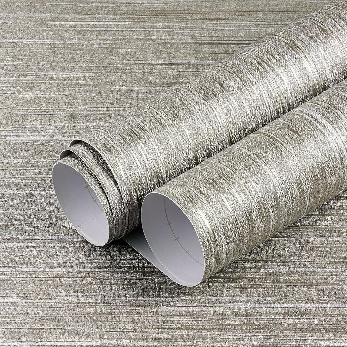 LACHEERY Taupe Grasscloth Wallpaper Textured Peel and Stick Fabric Wallpaper - Image 2