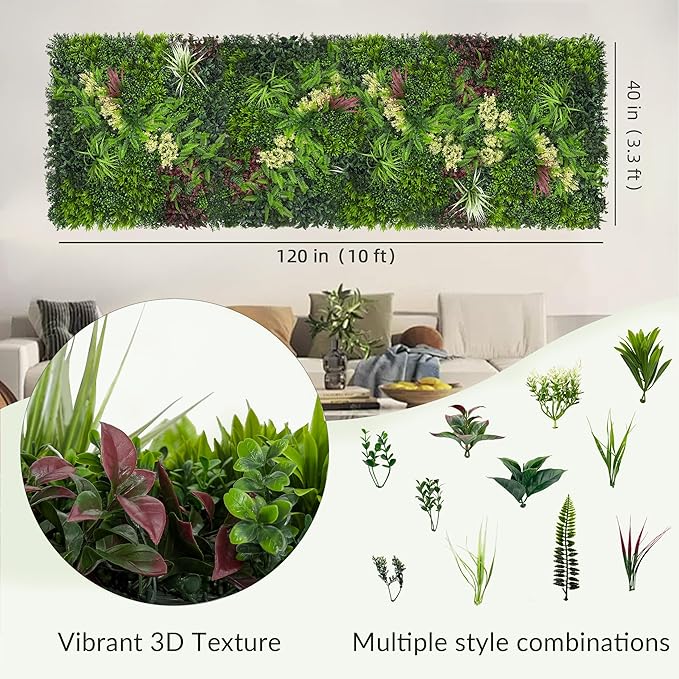 Artificial Ivy Wall Boxwood Roll: 40"x120" UV Resistant Green Leaves Faux - Image 2