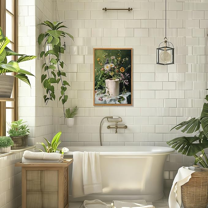 AtterrirArt Framed Funny Bathroom Wall Art, 16 * 24 Inches, Toilet Paper Floral - Image 5