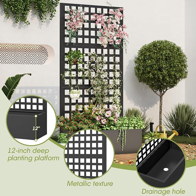 Metal Planter Box with Trellis, Planter Box Trellis with Privacy Screen and - Image 4