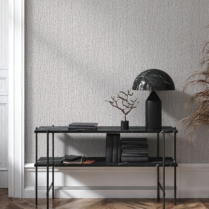 Grey Grasscloth Peel and Stick Wallpaper Faux Linen Contact Paper 15.7inch x - Image 6