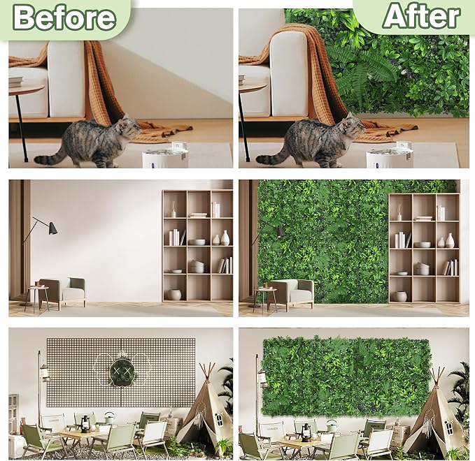 Artificial Green Boxwood Grass Wall Roll: 80"x120" UV Protected Ivy Privacy - Image 5