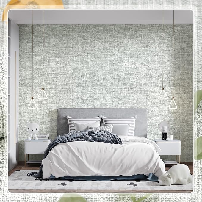 Amiya Grasscloth Grey Wallpaper Peel and Stick Faux Fabric Linen Contact Paper - Image 9