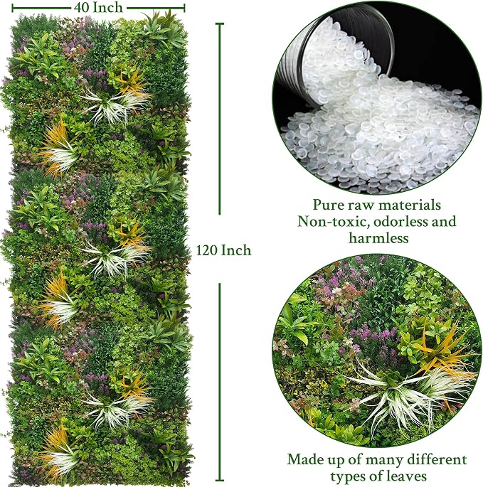 ODTORY Artificial Greenery Grass Wall Panels: 40'' x 120'' UV-Anti Faux - Image 2