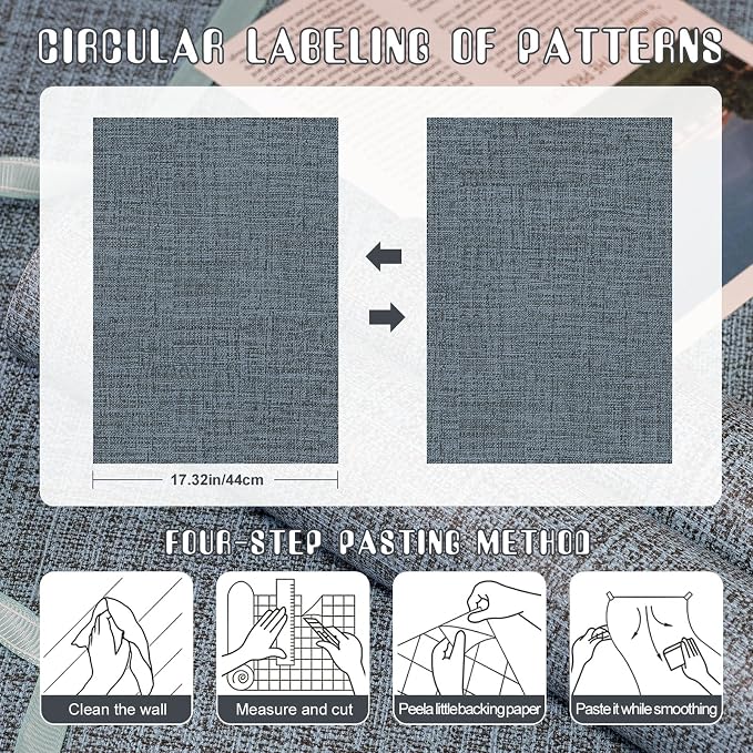 Amiya Grasscloth Wallpaper 17.3"x80" Blue Peel and Stick Faux Fabric Linen - Image 7