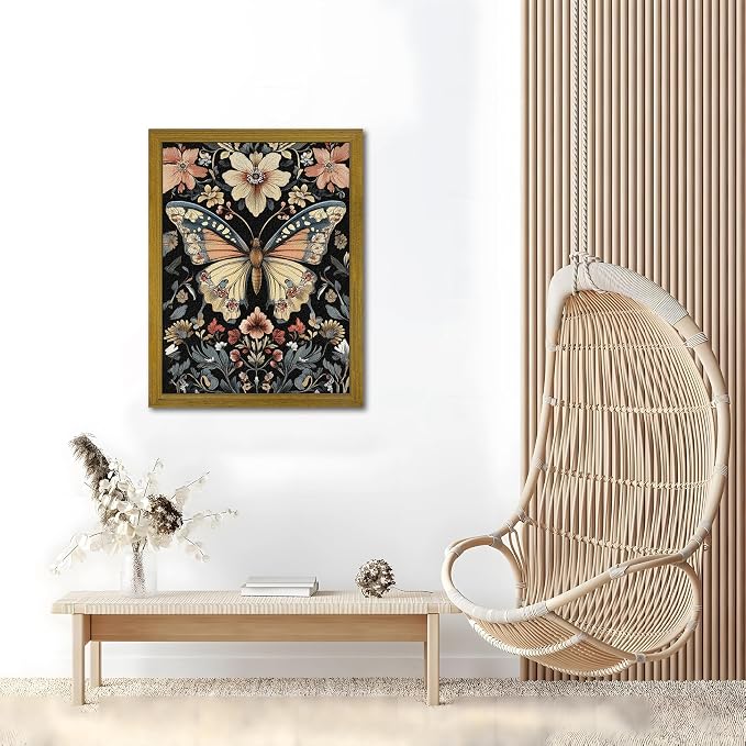 Hand Drawn Sandstone Nature Floral Wall Art, Framed Vintage 3D Textured - Image 6