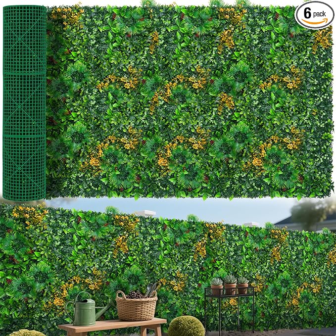 Grass Wall Panels Roll, UV-Anti Faux Greenery Plant Boxwood Panels by EverNature