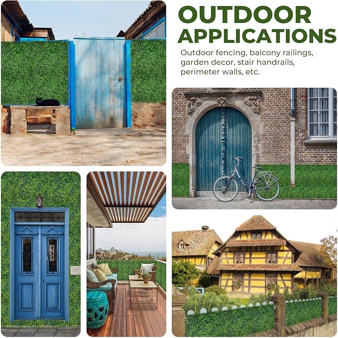 Artificial Grass Wall Backdrop: 10"x 10" Boxwood Faux Green Wall Panels - Image 7