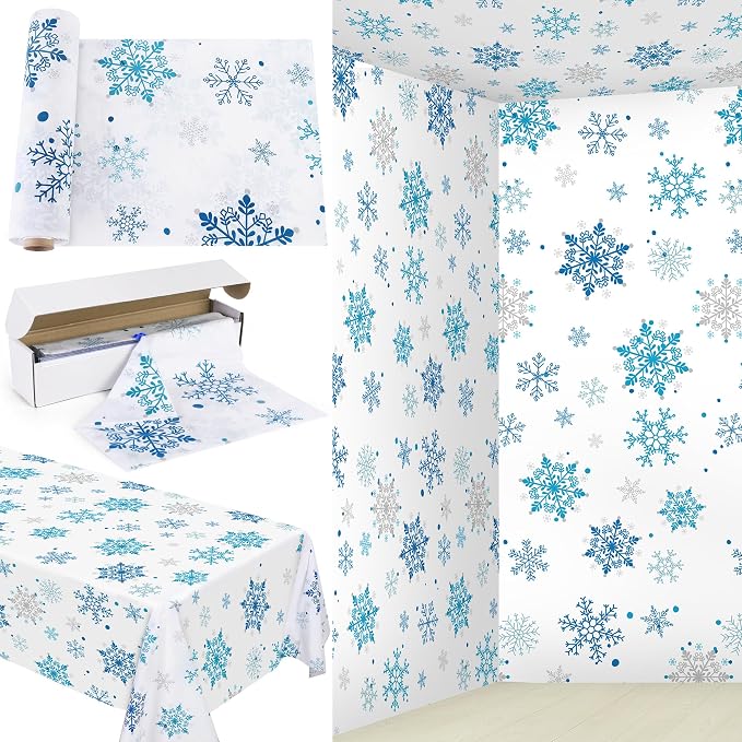 Kochorie 100 Ft x 54 Inch Christmas Snowflake Printed Tablecloth Roll by Kochorie