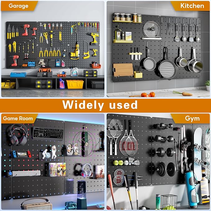 Peg Board, 6 Pack Black Peg Board Panels, 60lbs Load Capacity Each, Pegboard - Image 7