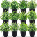 Der Rose Fake Plants 12 Pack Artificial Plants Small Faux Plants in Black Pot by DerRose