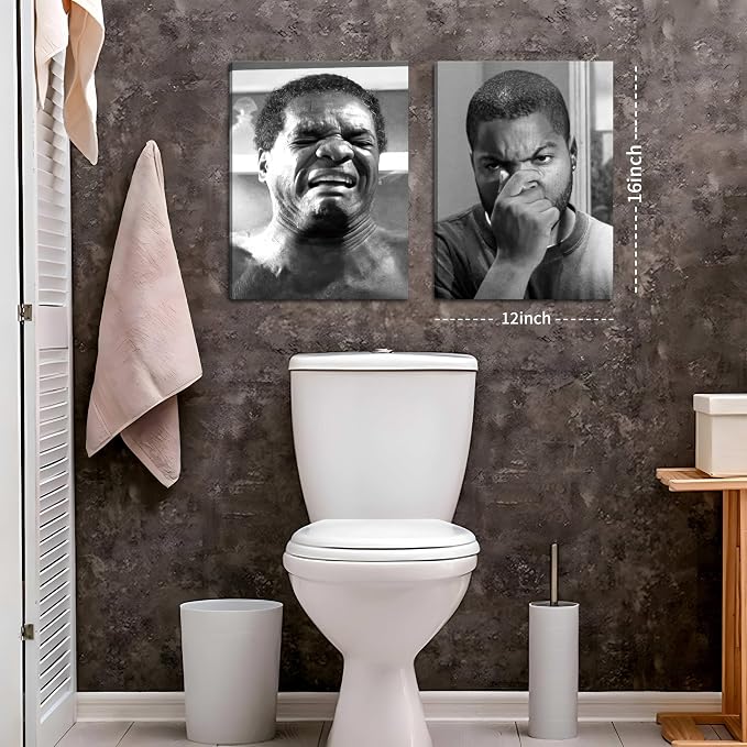 Framed Funny Bathroom Canvas Wall Art Set of 2 - Image 3