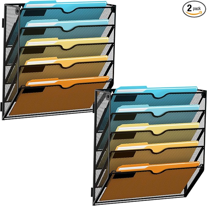 SUPEASY 5 Tier Wall File Organizer, Hanging Wall Mounted Mail Organizer by SUPEASY