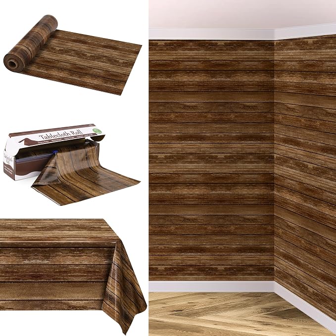 Kochorie 100 Ft x 54 Inch Wood Grain Tablecloth Roll in Slide Cutter Box by Kochorie