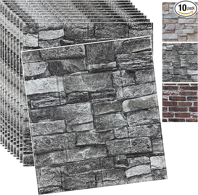 10PCS 3D Wall Panels Peel and Stick 3D Brick Wallpaper Peel and Stick Faux by YLLYLL