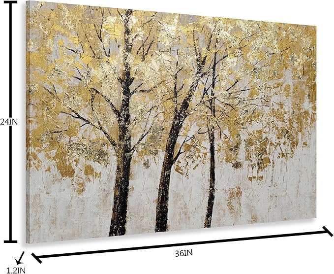 Yihui Arts Tree Painting with Gold Foil - Image 3