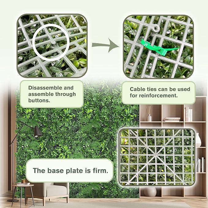 Artificial Green Boxwood Grass Wall Panels: 20"x 20" UV Protected Ivy Privacy - Image 3