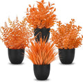 Der Rose Fall Fake Plants 4 Packs Artificial Plants Small Faux Plants Black by DerRose