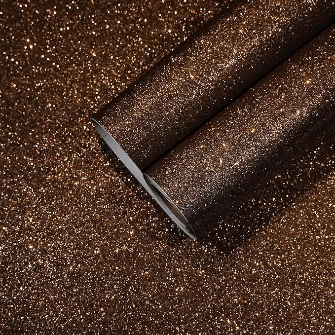 CHIHUT Dark Brown Glitter Wallpaper Peel and Stick Sparkle Glitter Contact by CHIHUT